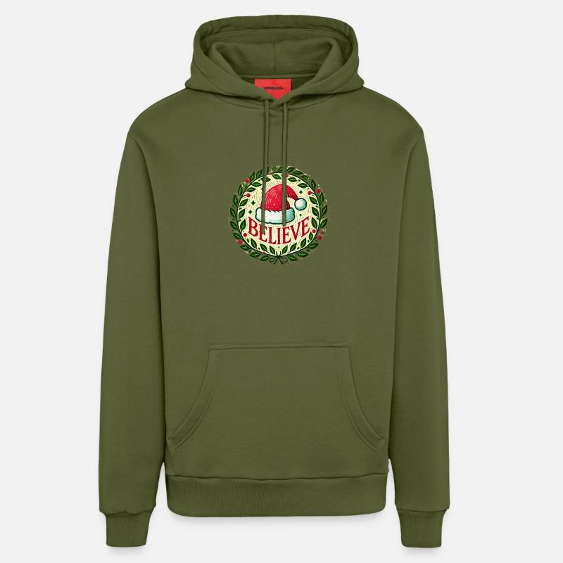 Noël - Sweat à capuche bio décontracté fabriqué en UE - MOSS GREEN