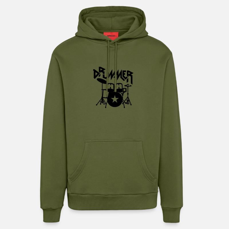 drummer - Sweat à capuche bio décontracté fabriqué en UE - MOSS GREEN
