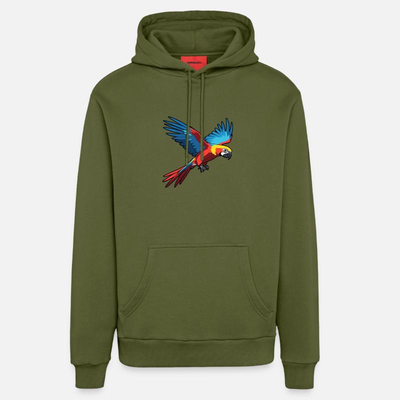 Perroquet - Design animalier - Sweat à capuche bio décontracté fabriqué en UE - MOSS GREEN
