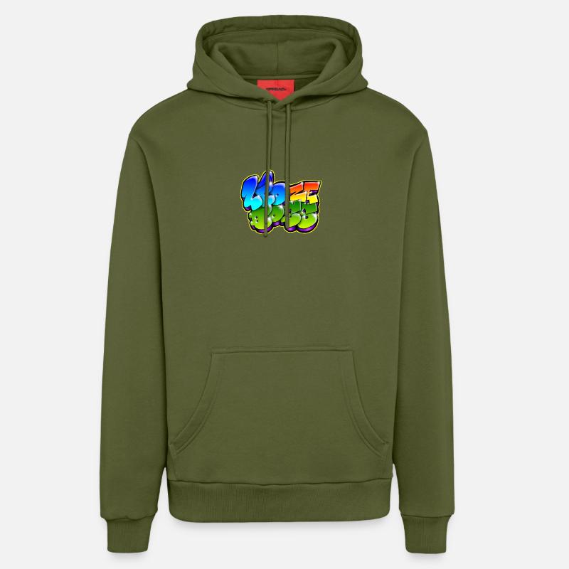 Leo Zeboss Graffiti Name - Sweat à capuche bio décontracté fabriqué en UE - MOSS GREEN