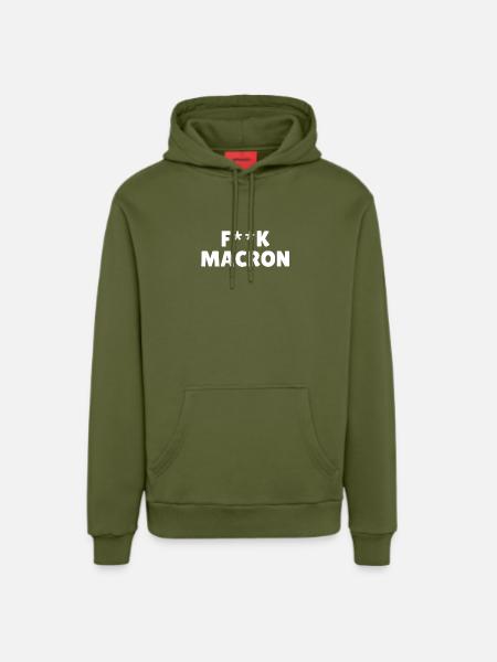 F**K Macron - Sweat à capuche bio décontracté fabriqué en UE - MOSS GREEN