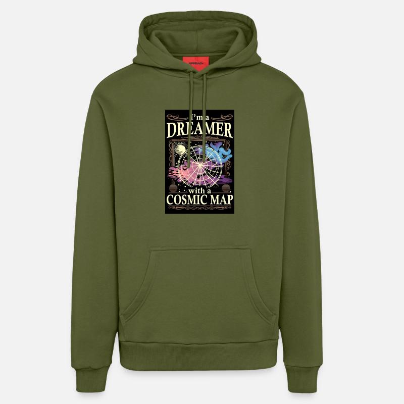Ich bin ein Träumer - Organic Relaxed Hoodie Made in EU - MOSS GREEN