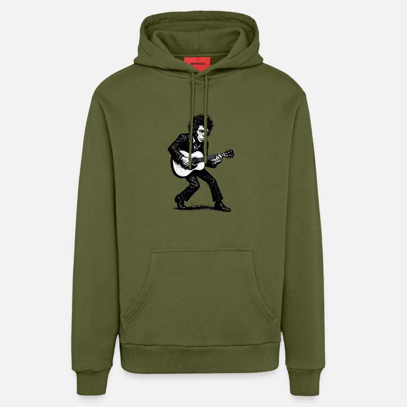 Auteur-compositeur-interprète | Le Singe Danseur - Sweat à capuche bio décontracté fabriqué en UE - MOSS GREEN