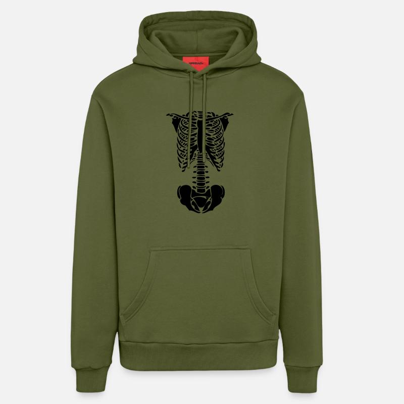 squelette - Sweat à capuche bio décontracté fabriqué en UE - MOSS GREEN