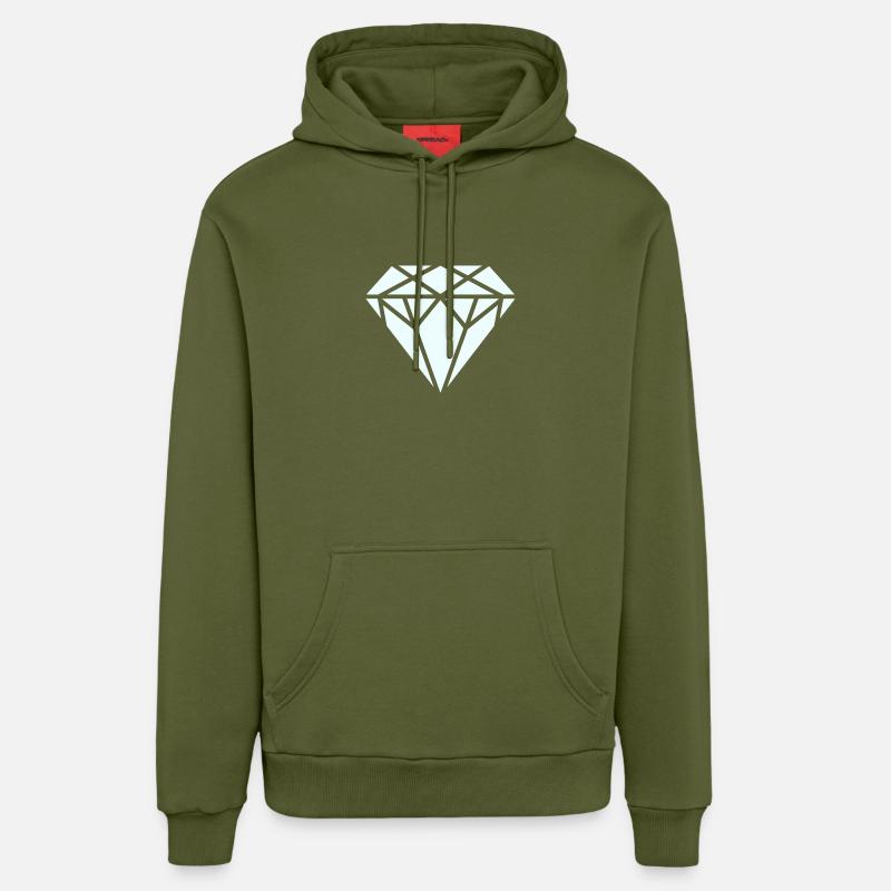 Diamant - Sweat à capuche bio décontracté fabriqué en UE - MOSS GREEN