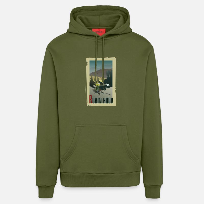 Robin des Bois - Sweat à capuche bio décontracté fabriqué en UE - MOSS GREEN