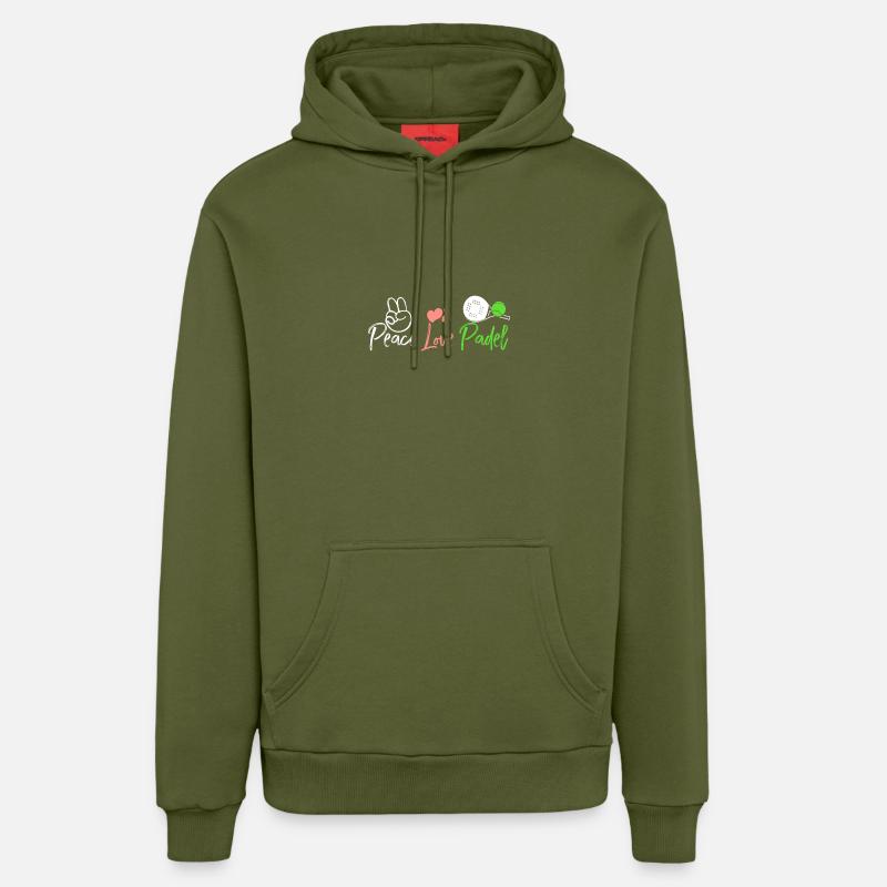 Paix Amour Padel - Sweat à capuche bio décontracté fabriqué en UE - MOSS GREEN