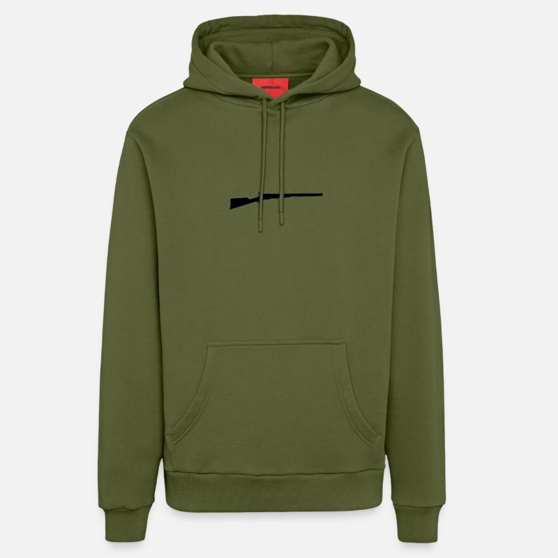 fusil de chasse - Sweat à capuche bio décontracté fabriqué en UE - MOSS GREEN