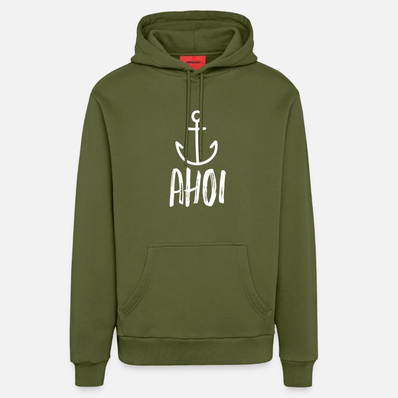 Ohé! ancre - Sweat à capuche bio décontracté fabriqué en UE - MOSS GREEN