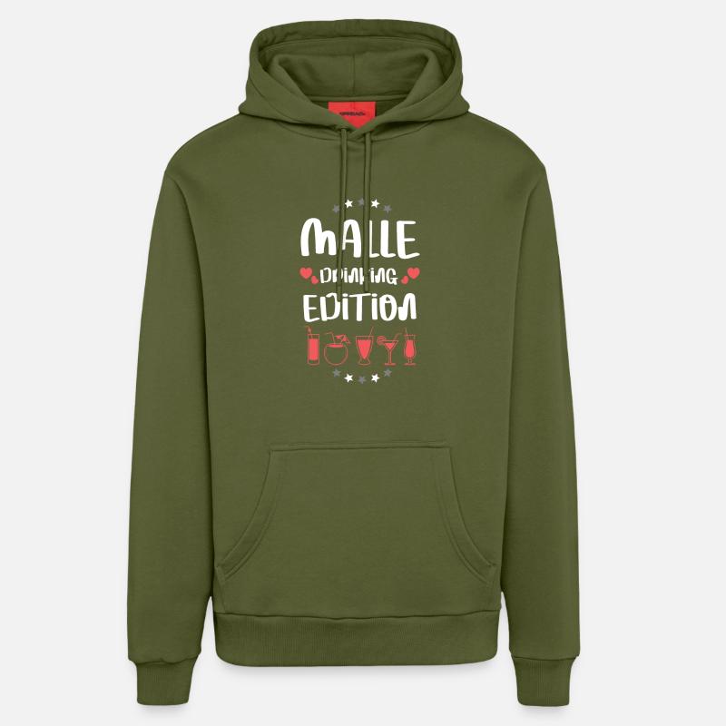 L’équipe Malle Drinking - Sweat à capuche bio décontracté fabriqué en UE - MOSS GREEN