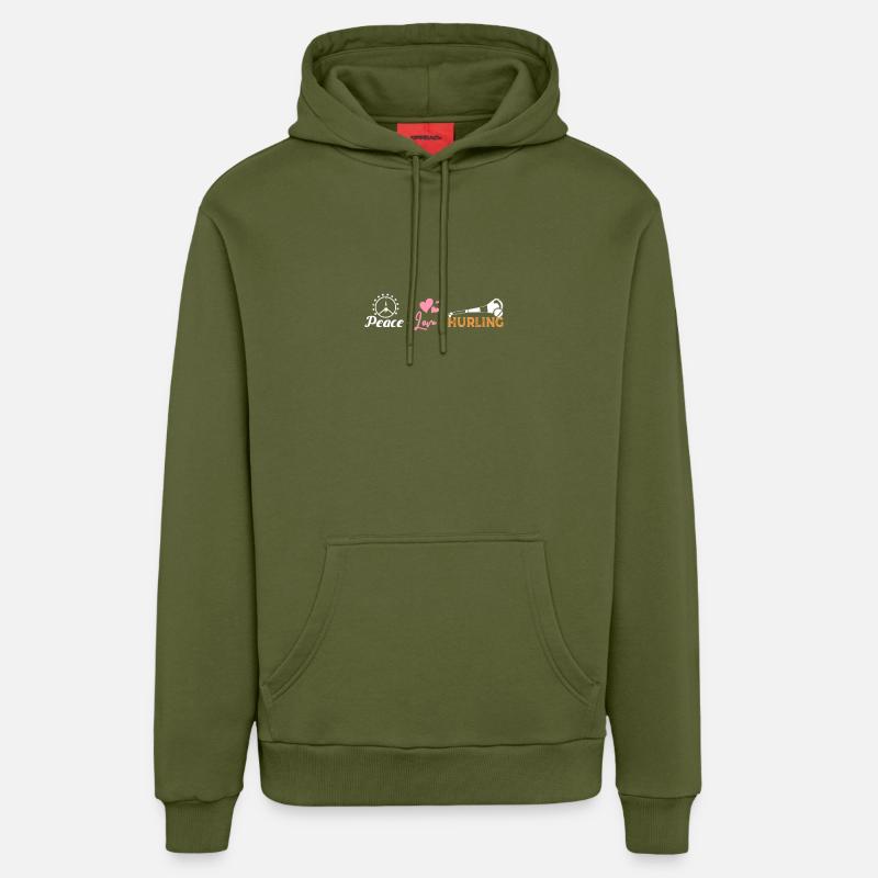 Paix Amour Hurling - Sweat à capuche bio décontracté fabriqué en UE - MOSS GREEN