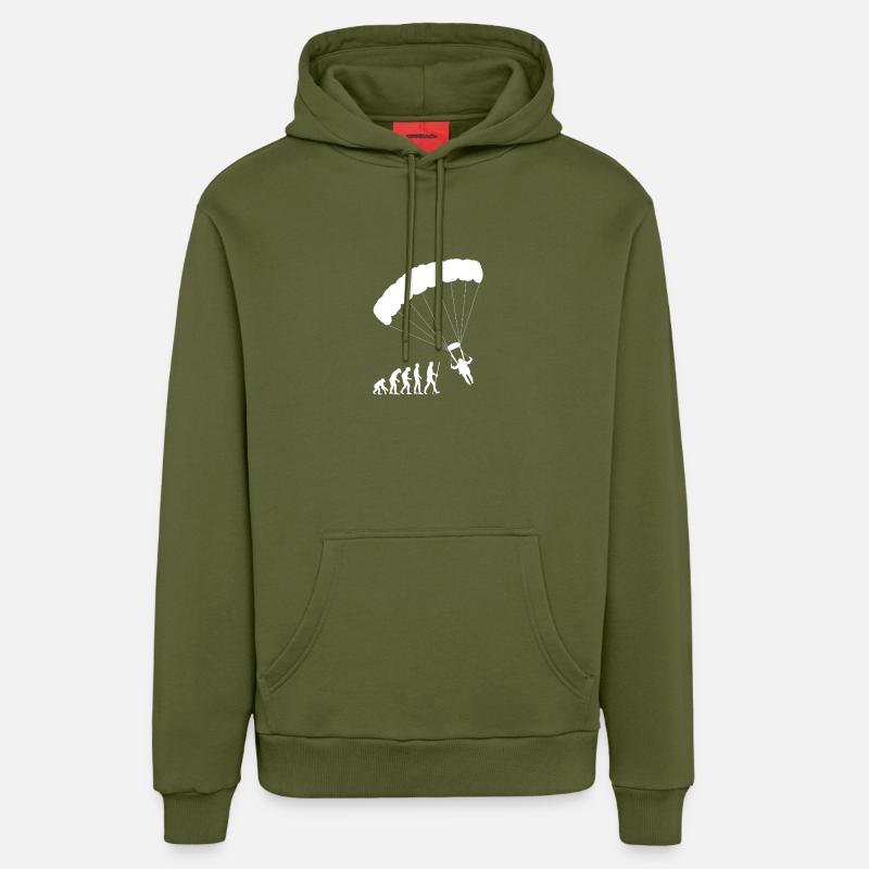 Evolution parapentiste - Sweat à capuche bio décontracté fabriqué en UE - MOSS GREEN