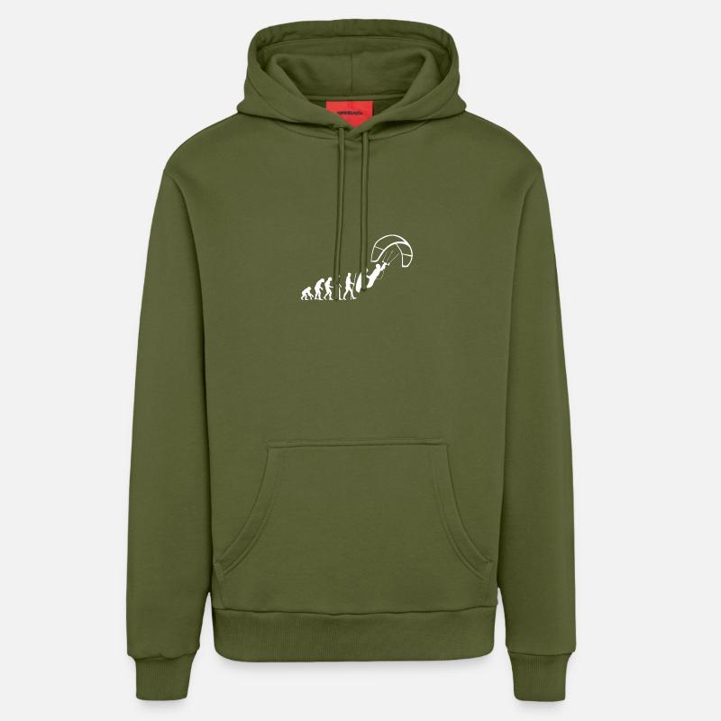 Évolution du cerf-volant - Sweat à capuche bio décontracté fabriqué en UE - MOSS GREEN