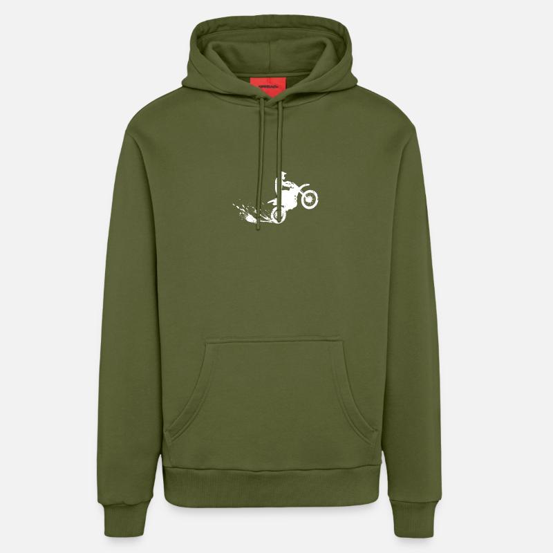 Motocross - Sweat à capuche bio décontracté fabriqué en UE - MOSS GREEN