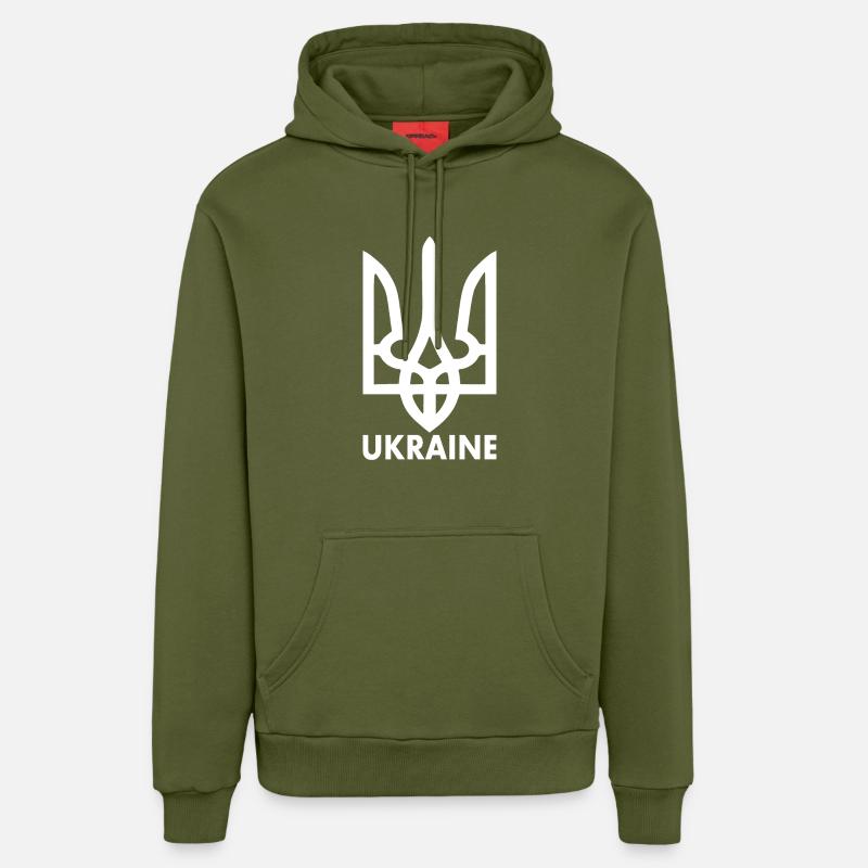 Ukraine blason de l'ukraine - Sweat à capuche bio décontracté fabriqué en UE - MOSS GREEN