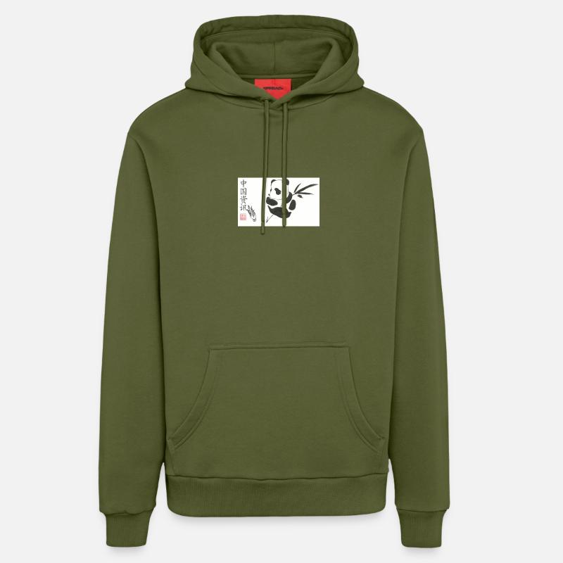 Panda - Sweat à capuche bio décontracté fabriqué en UE - MOSS GREEN