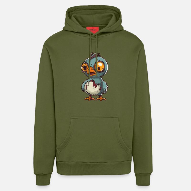 Poulet Halloween Zombie - Sweat à capuche bio décontracté fabriqué en UE - MOSS GREEN