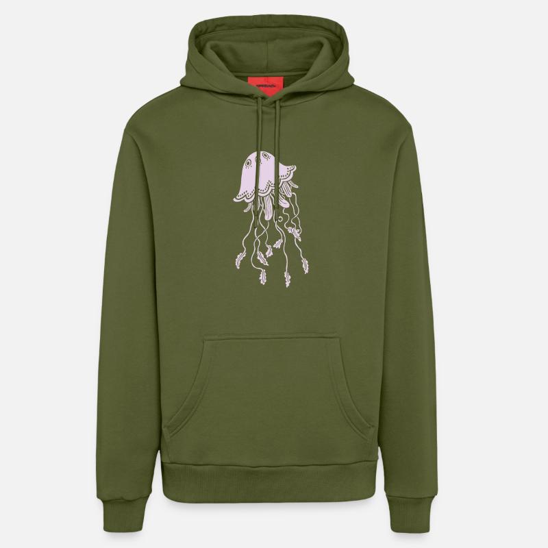 Méduse - Sweat à capuche bio décontracté fabriqué en UE - MOSS GREEN