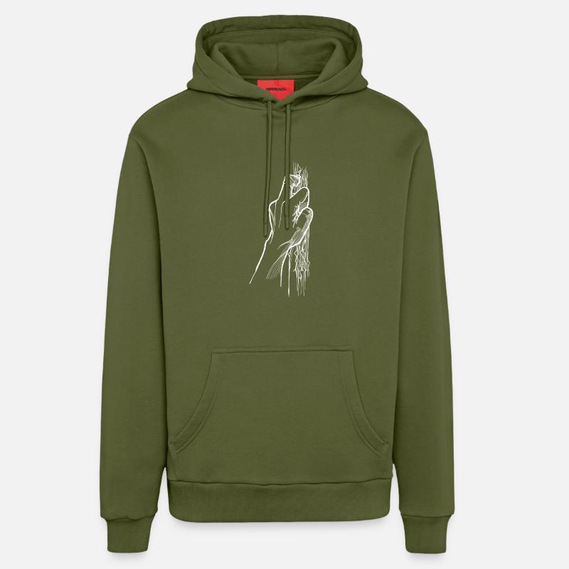 Grimper les doigts - Sweat à capuche bio décontracté fabriqué en UE - MOSS GREEN