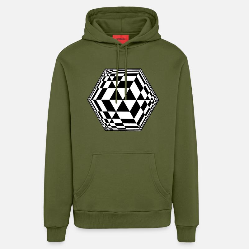 cube - Sweat à capuche bio décontracté fabriqué en UE - MOSS GREEN