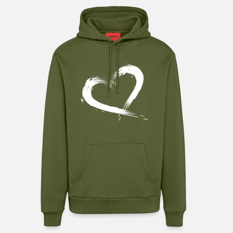 Coeur - Sweat à capuche bio décontracté fabriqué en UE - MOSS GREEN