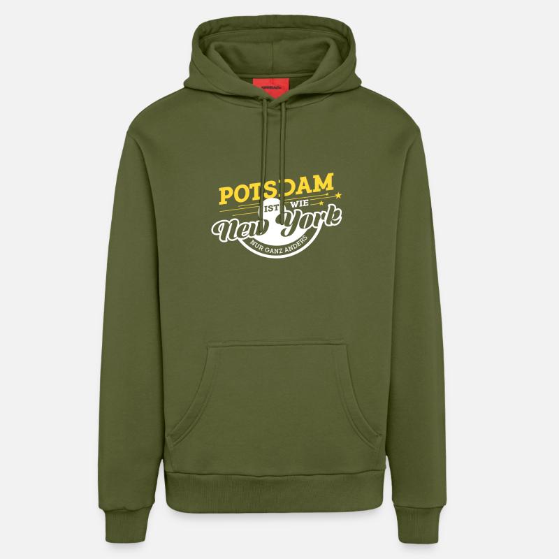Potsdam est exactement comme New York, complètement différent. - Sweat à capuche bio décontracté fabriqué en UE - MOSS GREEN