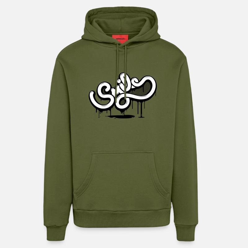 Graffiti Smile - Sweat à capuche bio décontracté fabriqué en UE - MOSS GREEN