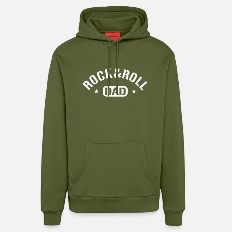 Rock and Roll Dad - Sweat à capuche bio décontracté fabriqué en UE - MOSS GREEN