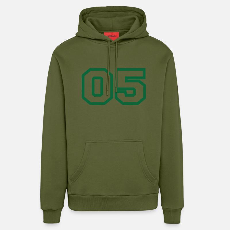 Numéro 5 sport vert - Sweat à capuche bio décontracté fabriqué en UE - MOSS GREEN