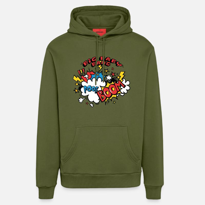 Baby Boom - Explosion - Naissance - Sweat à capuche bio décontracté fabriqué en UE - MOSS GREEN