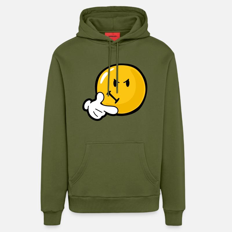 Smiley Anger Invidious - Sweat à capuche bio décontracté fabriqué en UE - MOSS GREEN