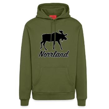 Norrland Elch Sverige Nordschweden Schweden - Organic Relaxed Hoodie Made in EU - MOSS GREEN - Vorne