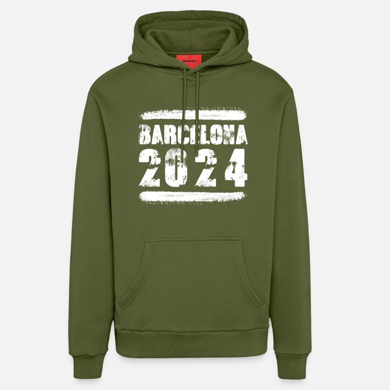 L’équipe de Barcelone 2024 - Sweat à capuche bio décontracté fabriqué en UE - MOSS GREEN