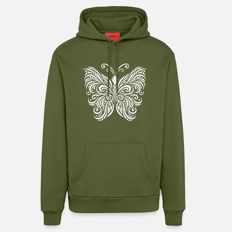 Papillon Papillon - Sweat à capuche bio décontracté fabriqué en UE - MOSS GREEN