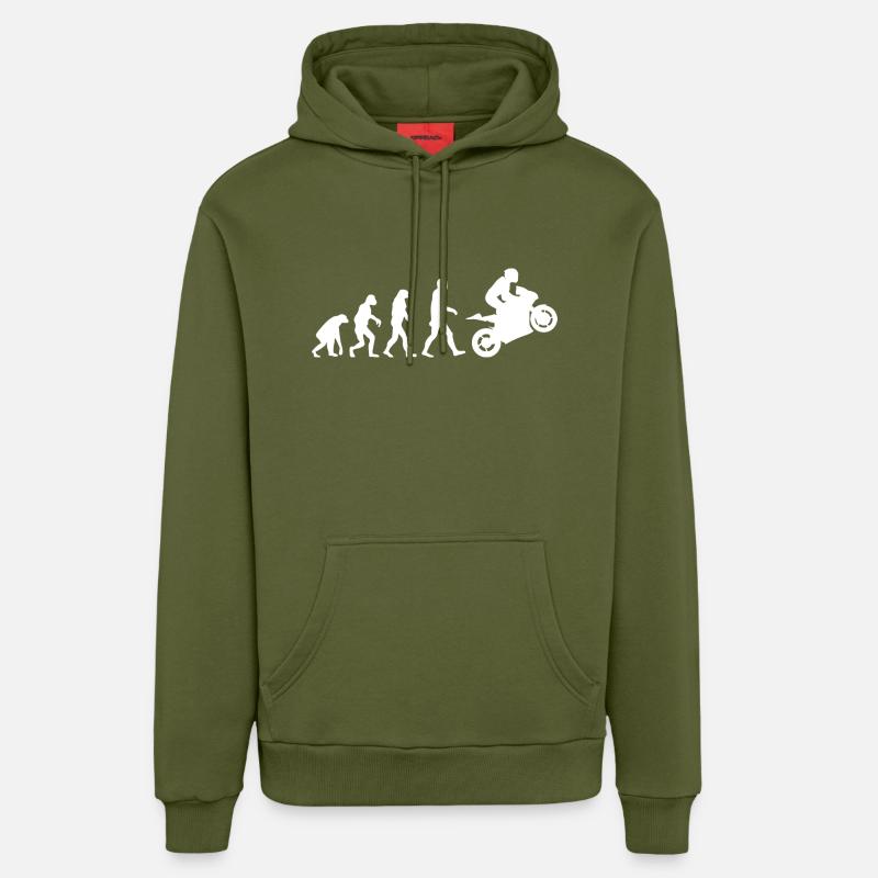 Sport Biker Evolution - Sweat à capuche bio décontracté fabriqué en UE - MOSS GREEN
