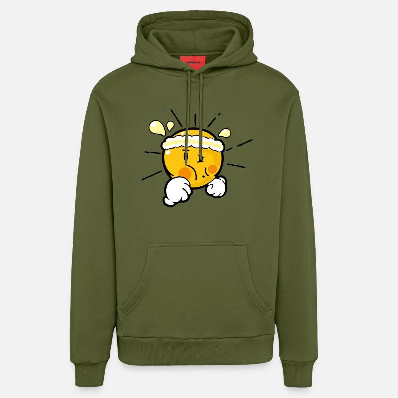 Smiley Running - Sweat à capuche bio décontracté fabriqué en UE - MOSS GREEN