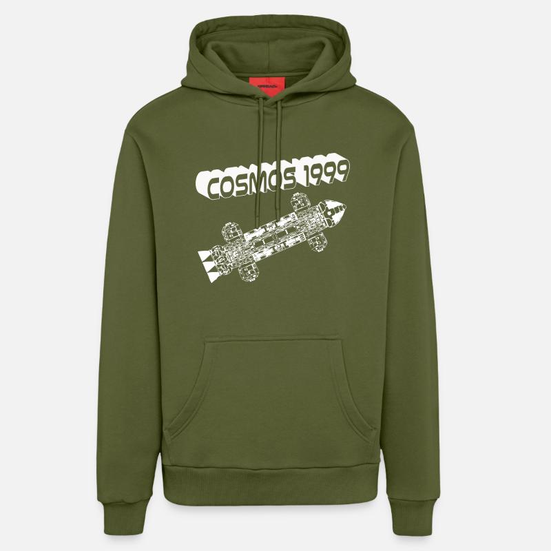 cosmos1999 wite - Sweat à capuche bio décontracté fabriqué en UE - MOSS GREEN