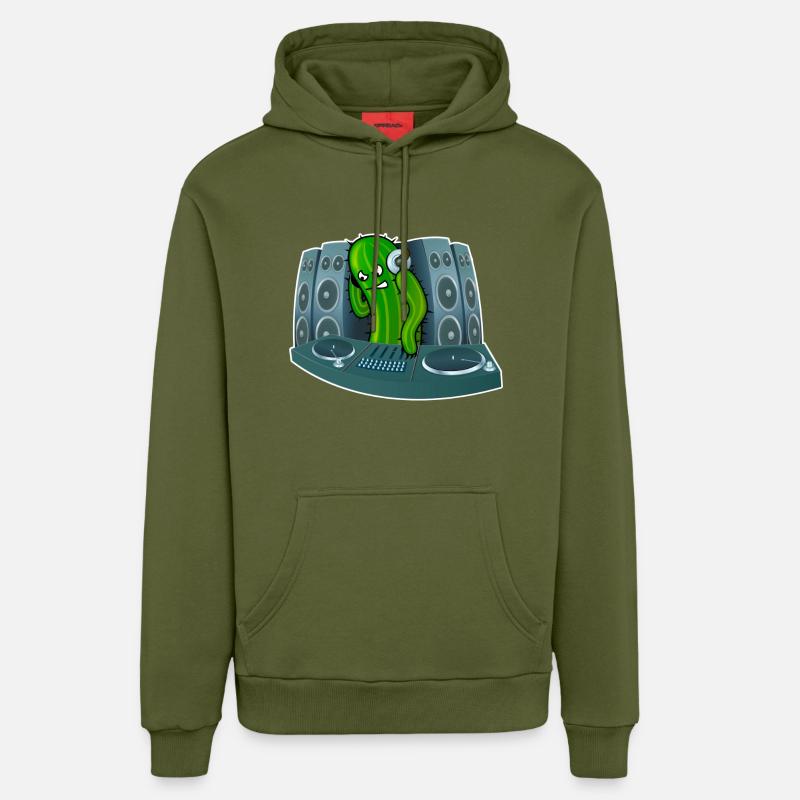 Cactus DJ - Sweat à capuche bio décontracté fabriqué en UE - MOSS GREEN