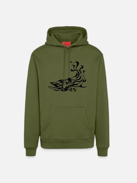 Tattoo Hecht - Organic Relaxed Hoodie Made in EU - MOSS GREEN