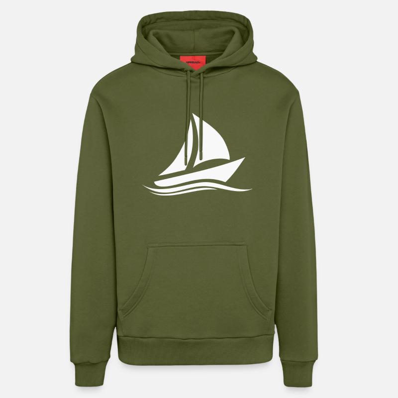 blanc bateau - Sweat à capuche bio décontracté fabriqué en UE - MOSS GREEN