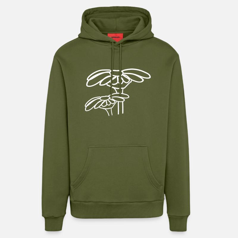 symbole fleur symbole fleurs végétales - Sweat à capuche bio décontracté fabriqué en UE - MOSS GREEN