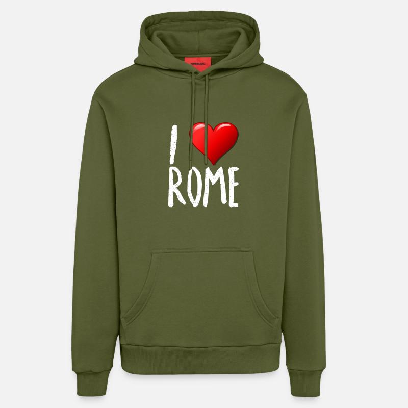 J'aime Rome - Sweat à capuche bio décontracté fabriqué en UE - MOSS GREEN