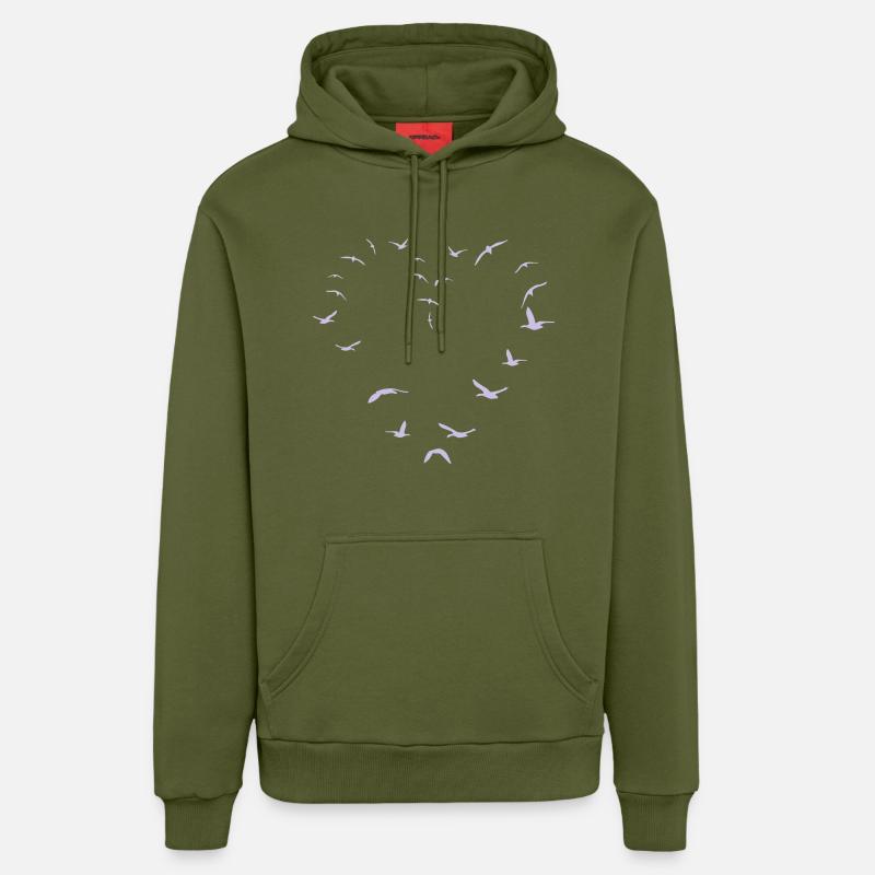 birdheart - Sweat à capuche bio décontracté fabriqué en UE - MOSS GREEN
