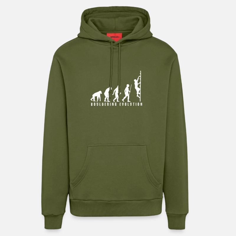 Bouldering évolution - Sweat à capuche bio décontracté fabriqué en UE - MOSS GREEN