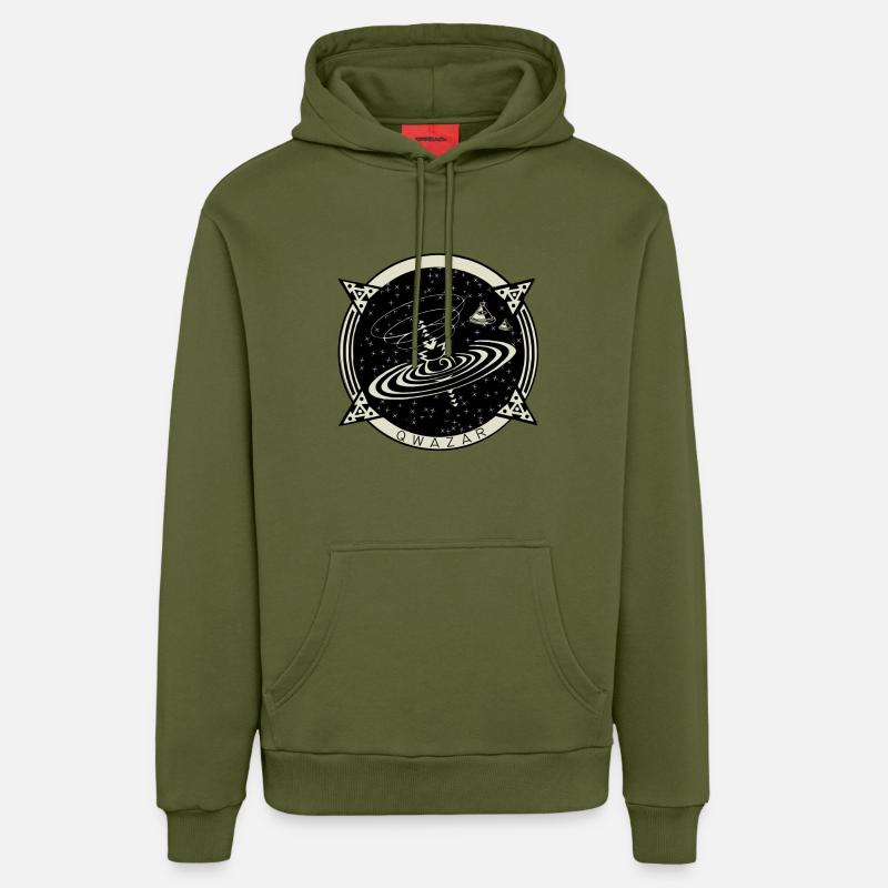 LOGO QWAZAR 2 - Sweat à capuche bio décontracté fabriqué en UE - MOSS GREEN
