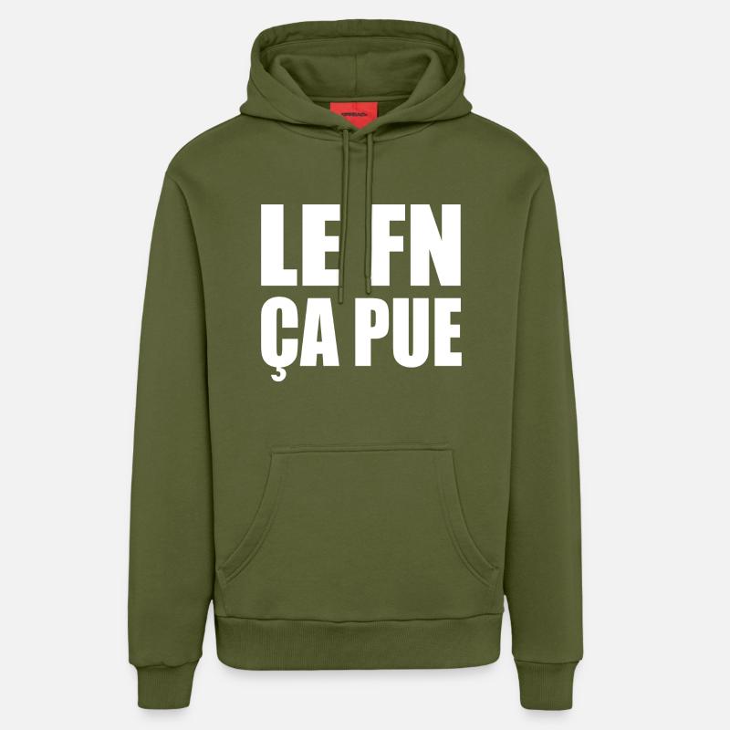 le fn ça pue - Sweat à capuche bio décontracté fabriqué en UE - MOSS GREEN