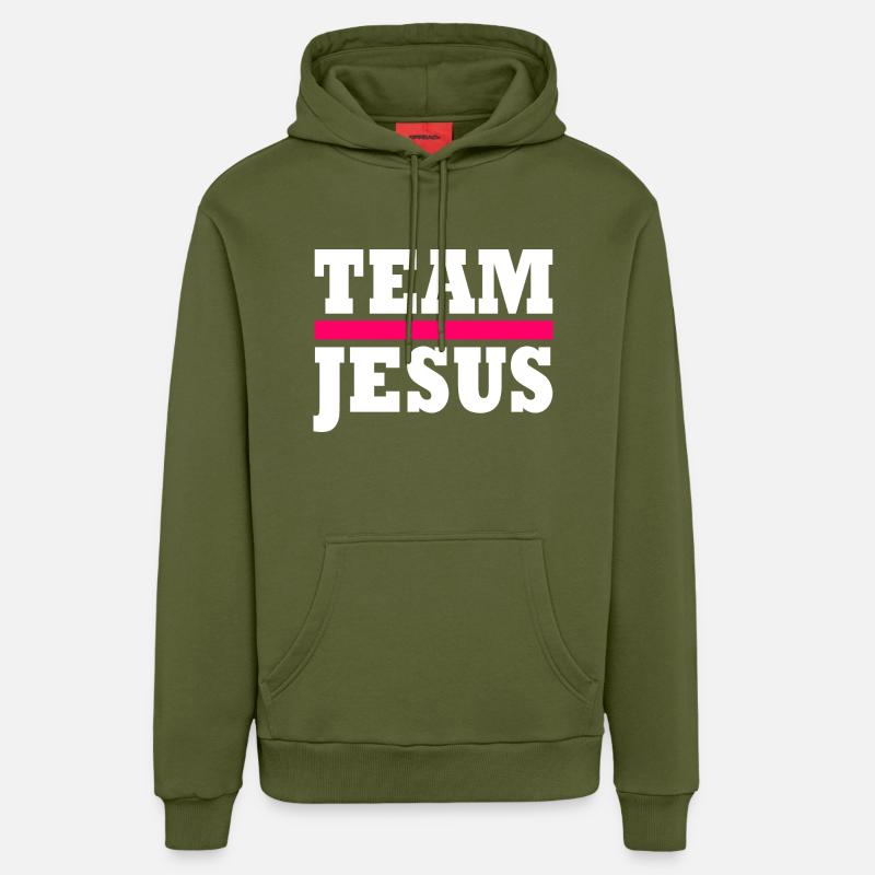 Team jesus - Sweat à capuche bio décontracté fabriqué en UE - MOSS GREEN
