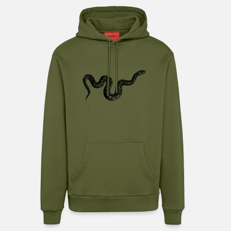 serpent - Sweat à capuche bio décontracté fabriqué en UE - MOSS GREEN