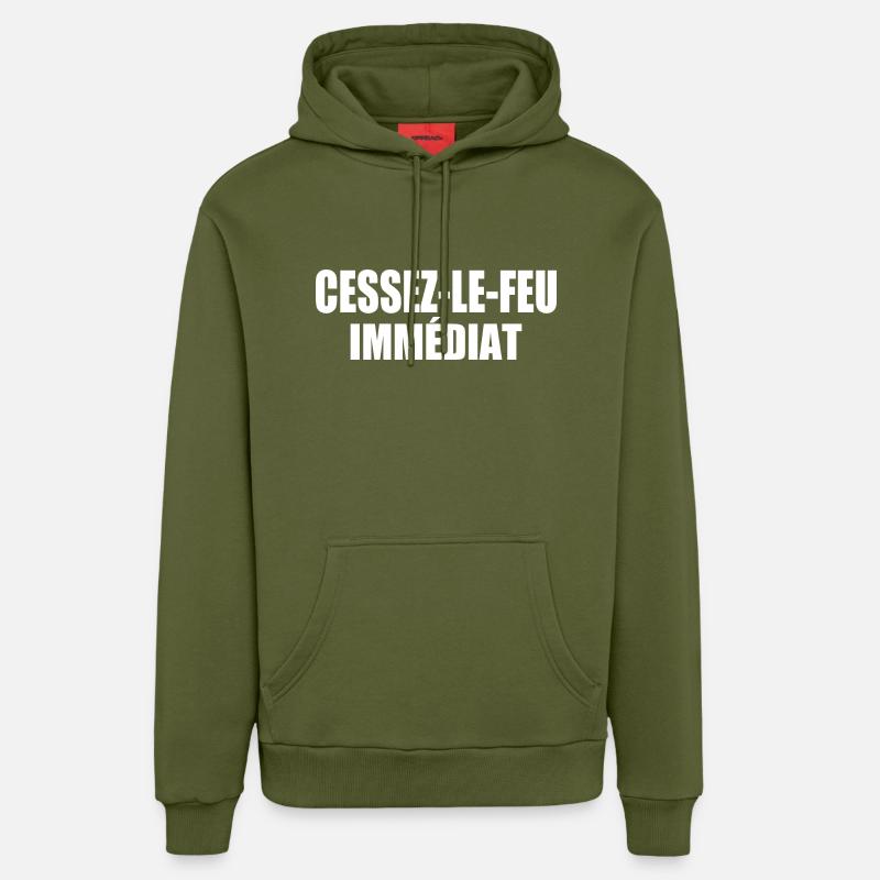 cessez-le-feu immédiat - Sweat à capuche bio décontracté fabriqué en UE - MOSS GREEN