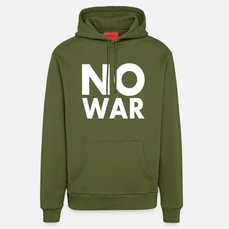 No war - Sweat à capuche bio décontracté fabriqué en UE - MOSS GREEN
